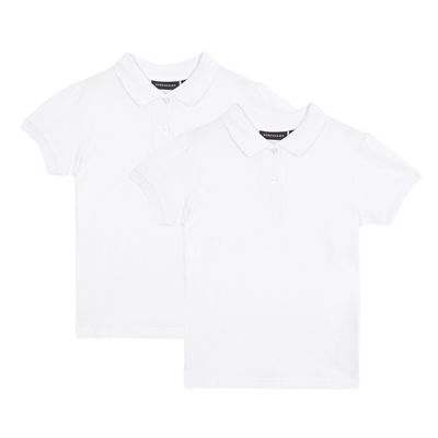 Girls' pack of two white school polo shirts